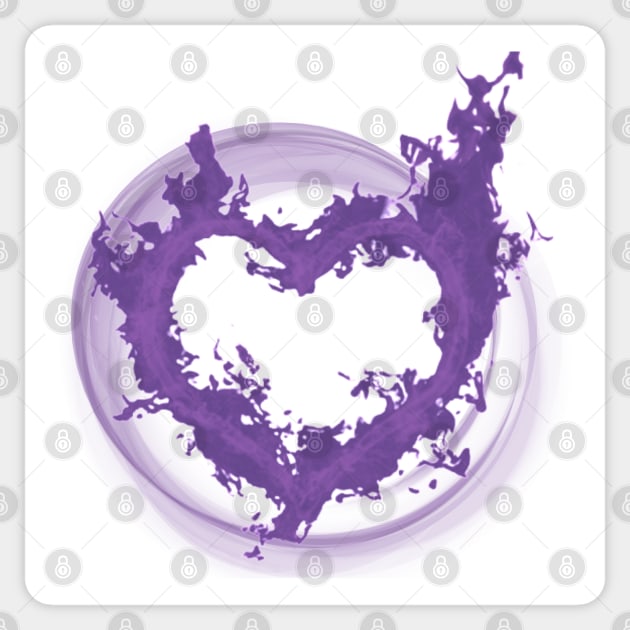 Violet Heart on Fire Sticker by Mazzlo Shop